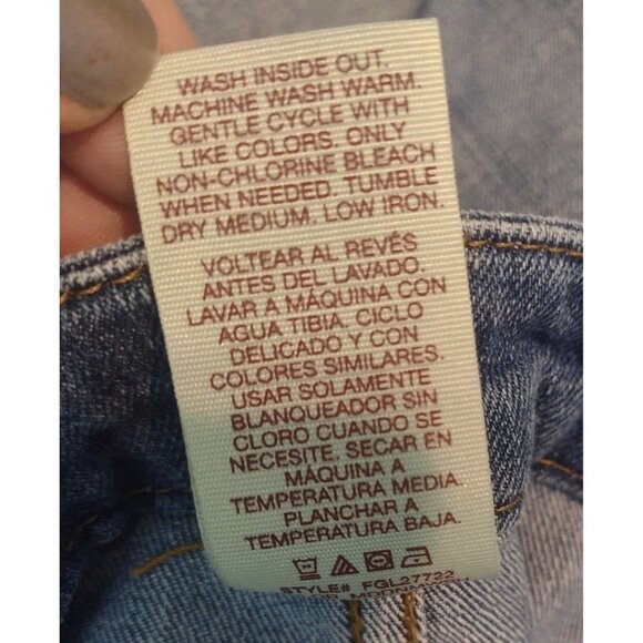 Faded Glory Button Front Denim Mini Skirt Size 6 Faded Mid Rise Stretch Boho - Picture 7 of 7